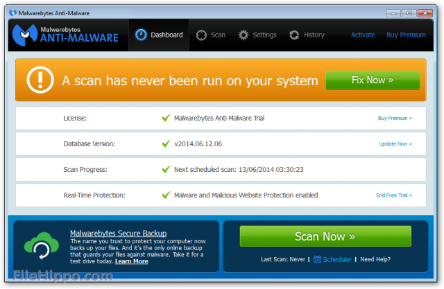 Сканирование системы на наличие внешних и внутренних угроз в программе Malwarebytes