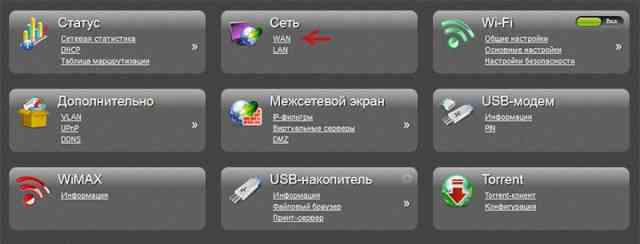 Пункт под названием WAN
