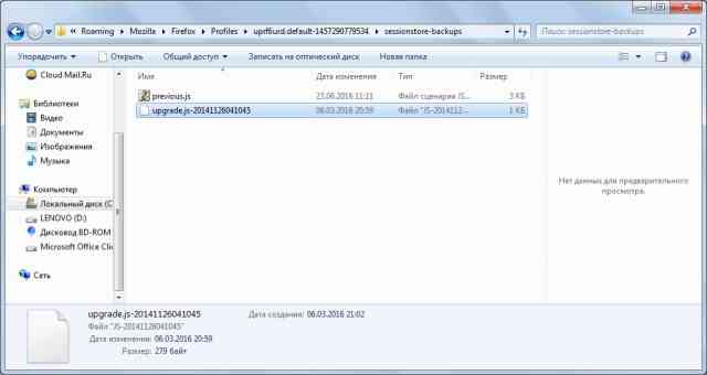 №6. Файл «upgrade.js-20141126041045» в папке «sessionstore-backups»
