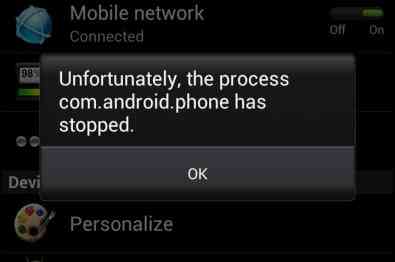 Ошибка com.android.phone