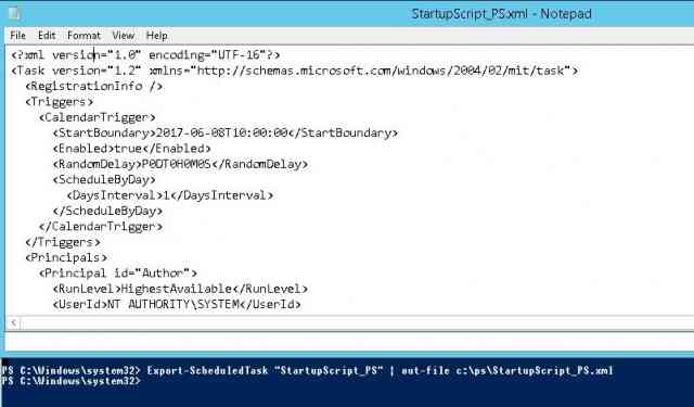 Export-ScheduledTask в XML - сохранить настройки задания в файл
