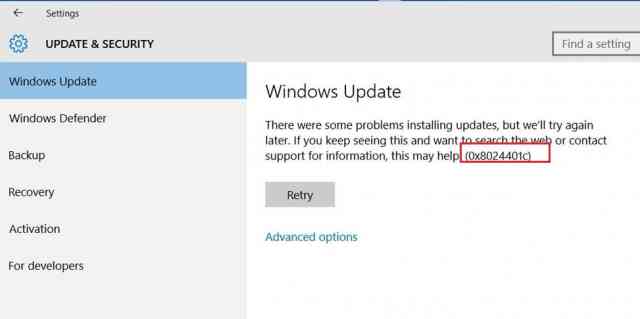 windows 10 ошибка поиска обновлений на wsus 0x8024401c