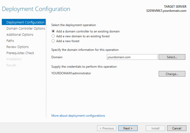 Add a domain controller to an existing domain